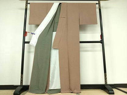平和屋着物▽上質な小紋 単衣 縞 正絹 逸品 AABF2758jh