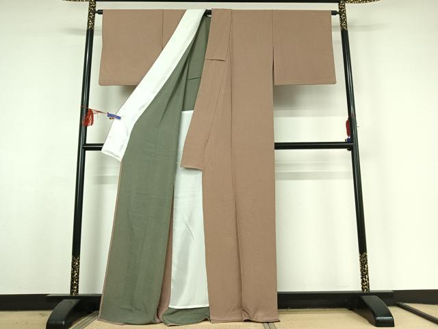 平和屋着物▽上質な小紋 単衣 縞 正絹 逸品 AABF2758jh