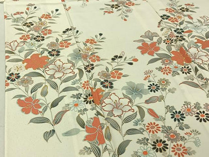 平和屋着物▽上質な小紋 単衣 草花文 金彩 正絹 逸品 AABF2759jh