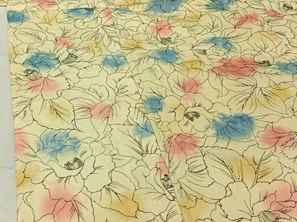 平和屋着物▽上質な小紋 単衣 草花文 正絹 逸品 AABF2760jh