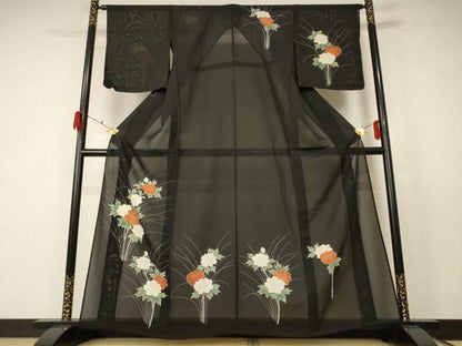 平和屋着物＊夏物 訪問着 絽 駒刺繍 草花文 正絹 逸品 AABF2761jd