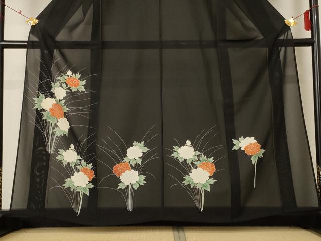 平和屋着物＊夏物 訪問着 絽 駒刺繍 草花文 正絹 逸品 AABF2761jd