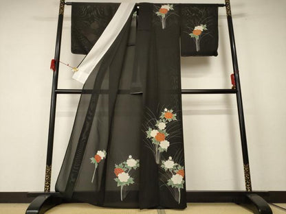 平和屋着物＊夏物 訪問着 絽 駒刺繍 草花文 正絹 逸品 AABF2761jd