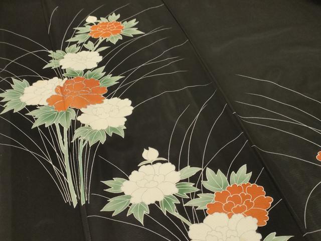 平和屋着物＊夏物 訪問着 絽 駒刺繍 草花文 正絹 逸品 AABF2761jd