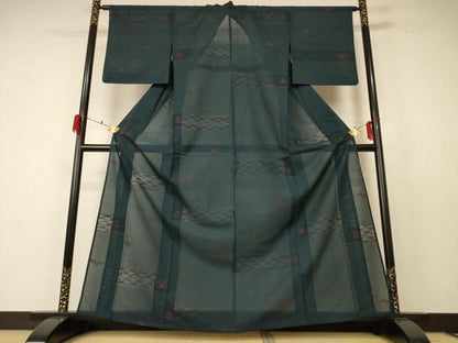 平和屋着物＊夏物　小紋　絽　絣柄　正絹　逸品　AABF2766jd