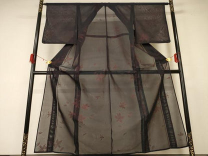 平和屋着物＊夏物 小紋 絽 舞花文 正絹 逸品 AABF2768jd