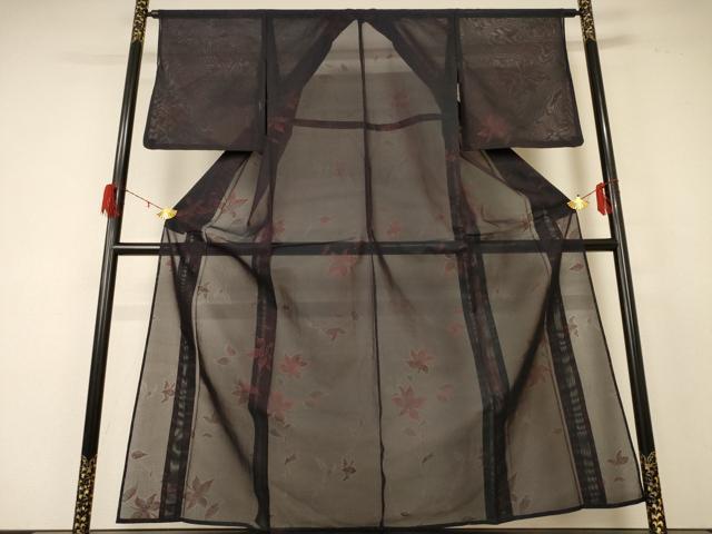 平和屋着物＊夏物 小紋 絽 舞花文 正絹 逸品 AABF2768jd