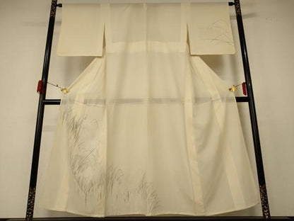 平和屋着物＊夏物 訪問着 絽 手描き 白鷺 金彩 正絹 逸品 AABF2771jd