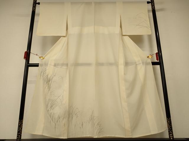 平和屋着物＊夏物 訪問着 絽 手描き 白鷺 金彩 正絹 逸品 AABF2771jd