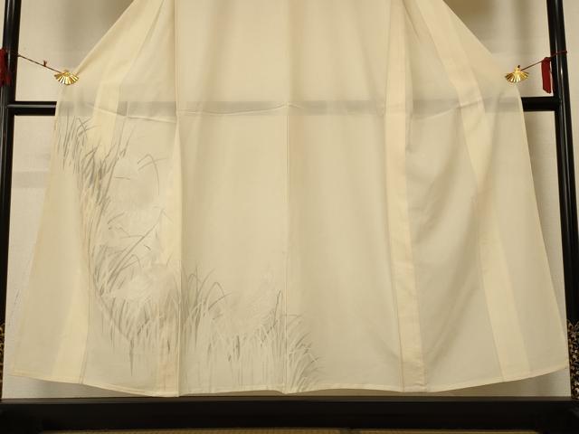 平和屋着物＊夏物 訪問着 絽 手描き 白鷺 金彩 正絹 逸品 AABF2771jd
