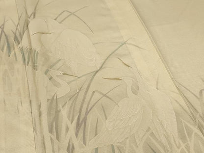 平和屋着物＊夏物 訪問着 絽 手描き 白鷺 金彩 正絹 逸品 AABF2771jd
