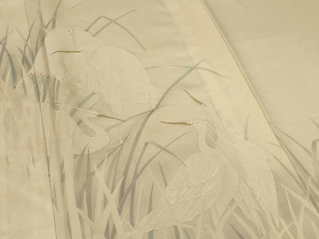 平和屋着物＊夏物 訪問着 絽 手描き 白鷺 金彩 正絹 逸品 AABF2771jd