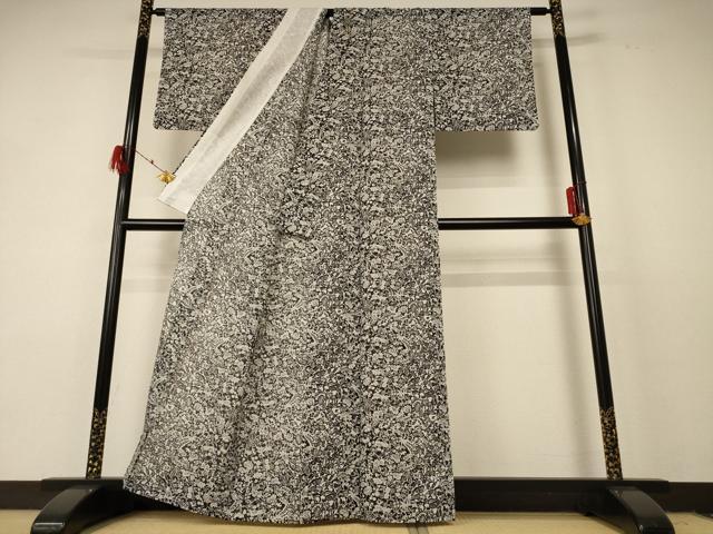 平和屋着物＊夏物 小紋 絽 草花文 洗える着物 AABF2773jd