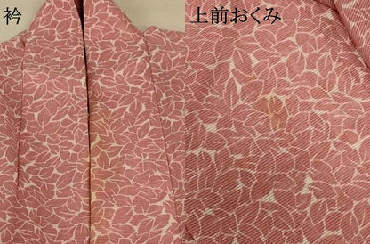 平和屋着物＊夏物 小紋 絽 葉尽くし 洗える着物 AABF2776jd