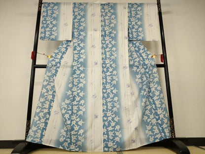 平和屋着物＊夏物 小紋 絽 草花間道 洗える着物 AABF2777jd