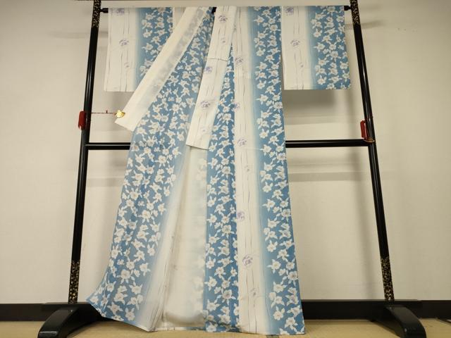 平和屋着物＊夏物 小紋 絽 草花間道 洗える着物 AABF2777jd