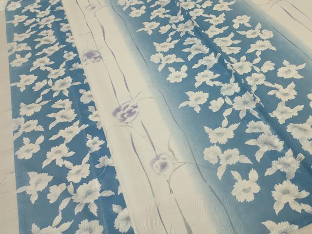 平和屋着物＊夏物 小紋 絽 草花間道 洗える着物 AABF2777jd