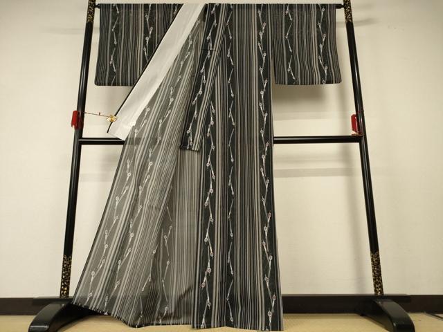 平和屋着物＊夏物 小紋 絽 簪 洗える着物 AABF2780jd