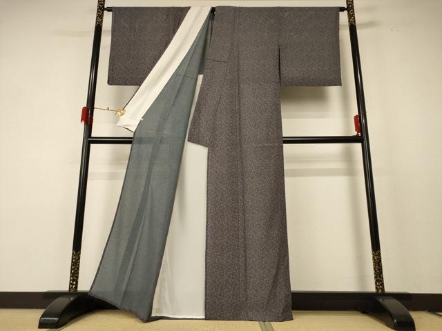 平和屋着物＊夏物 江戸小紋 絽 草花文 正絹 逸品 AABF2781jd