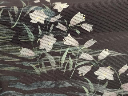平和屋着物＊夏物 訪問着 絽 手描き 流水草花文 正絹 逸品 AABF2784jd