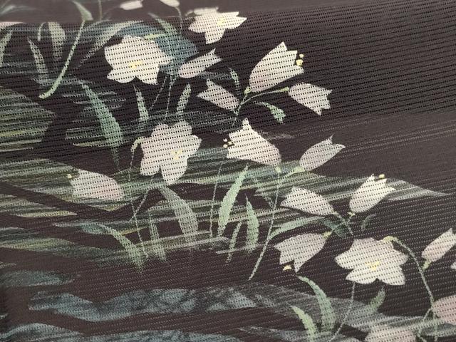 平和屋着物＊夏物 訪問着 絽 手描き 流水草花文 正絹 逸品 AABF2784jd