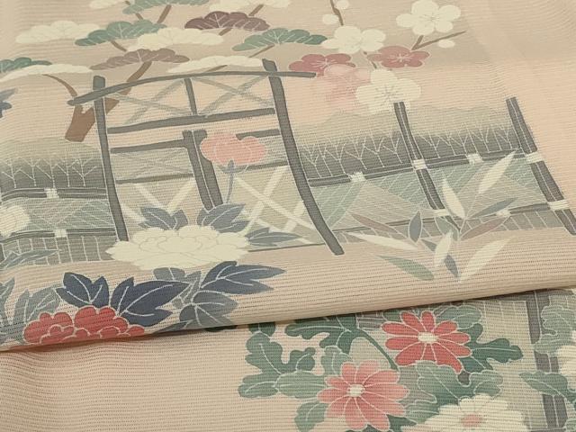 平和屋着物＊夏物 訪問着 絽 松竹梅 正絹 逸品 AABF2785jd