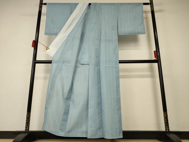 平和屋着物＊夏物 小紋 絽 変わり縞 洗える着物 AABF2786jd