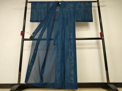 平和屋着物＊夏物　小紋　縦絽　変わり縞　正絹　逸品　AABF2790jd