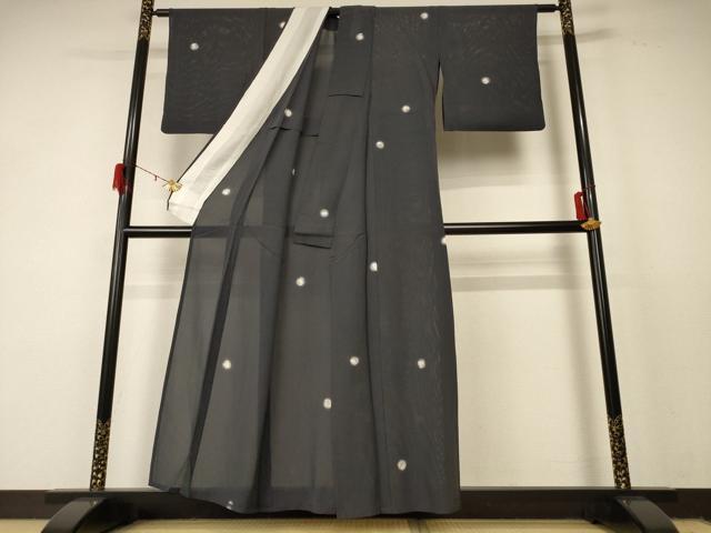 平和屋着物＊夏物 小紋 絽 花丸文 蛍暈し 正絹 逸品 AABF2791jd