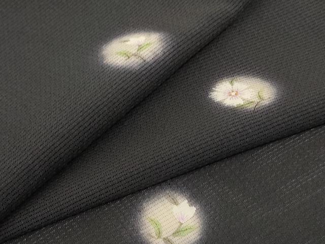 平和屋着物＊夏物 小紋 絽 花丸文 蛍暈し 正絹 逸品 AABF2791jd