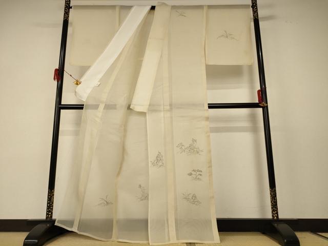 平和屋着物＊夏物 訪問着 鳥獣戯画 狐の嫁入り 正絹 逸品 AABF2793jd