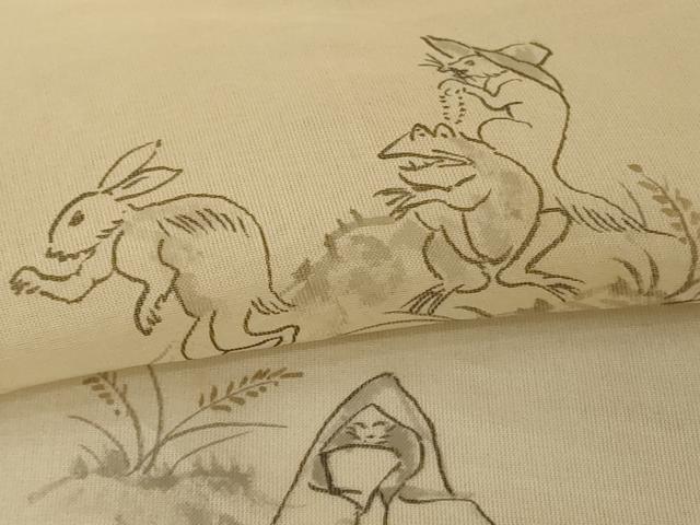 平和屋着物＊夏物 訪問着 鳥獣戯画 狐の嫁入り 正絹 逸品 AABF2793jd