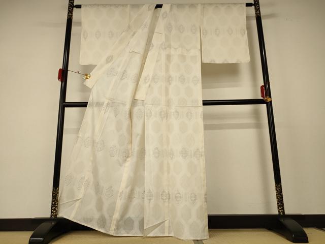 平和屋着物＊夏物 小紋 紗 亀甲文 正絹 逸品 AABF2794jd