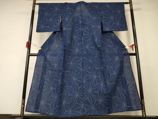 平和屋着物＊夏物 小紋 紗 麻の葉文様 AABF2795jd