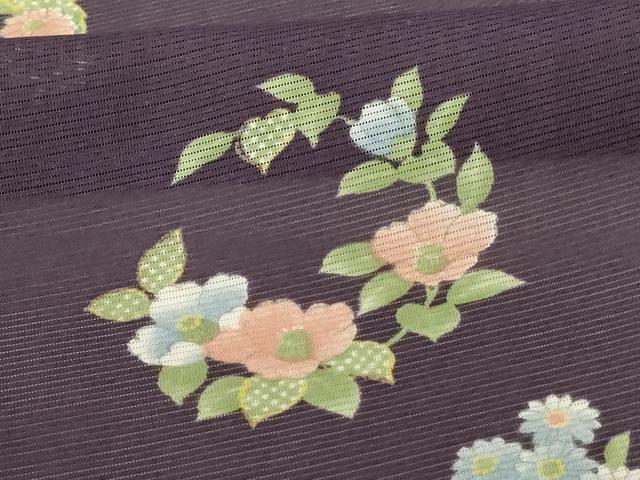 平和屋着物＊夏物 小紋 絽 草花文 洗える着物 AABF2802jd