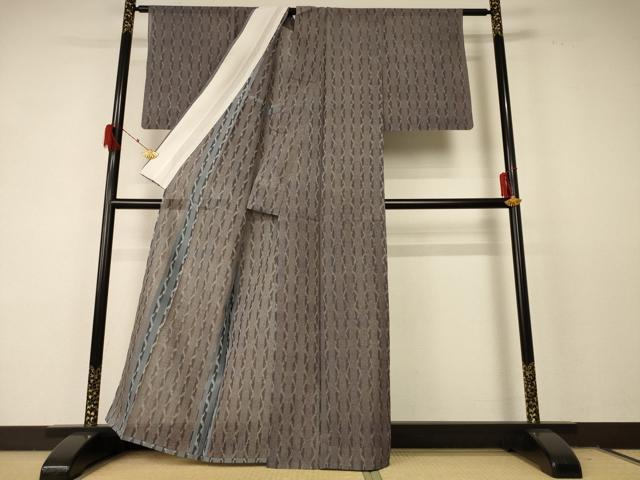平和屋着物＊夏物 小紋 紗 変わり縞 正絹 逸品 AABF2808jd