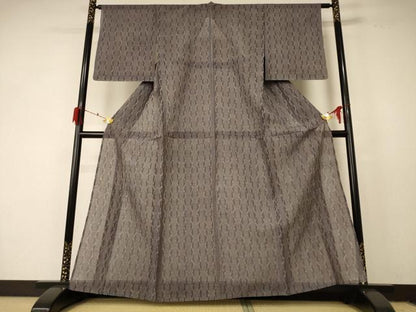 平和屋着物＊夏物 小紋 紗 変わり縞 正絹 逸品 AABF2808jd