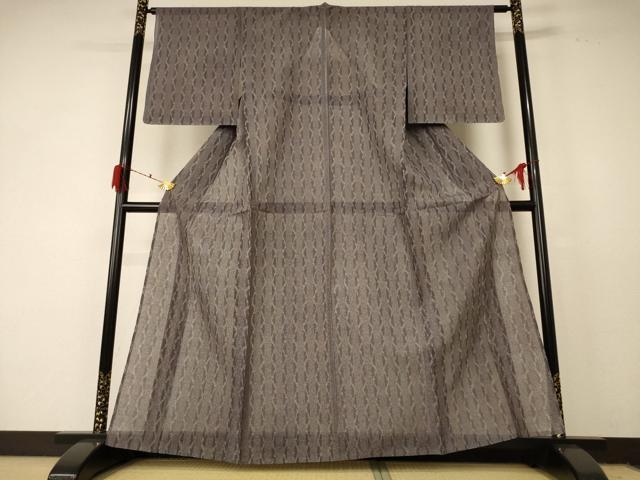 平和屋着物＊夏物 小紋 紗 変わり縞 正絹 逸品 AABF2808jd