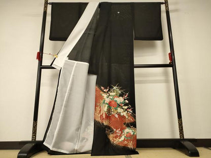 平和屋着物＊夏物 黒留袖 絽 花車文 金彩 AABF2810jd