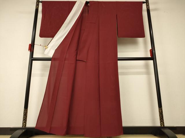 平和屋着物＊夏物 色無地 絽 海老茶色 正絹 逸品 AABF2814jd