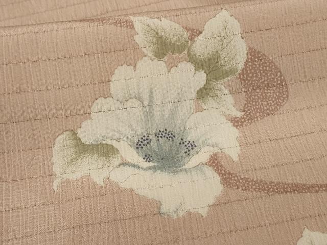 平和屋着物＊夏物 小紋 絽 流水草花文 洗える着物 AABF2821jd