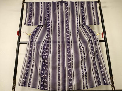 平和屋着物＊夏物 小紋 絽 花鶴間道 洗える着物 AABF2823jd