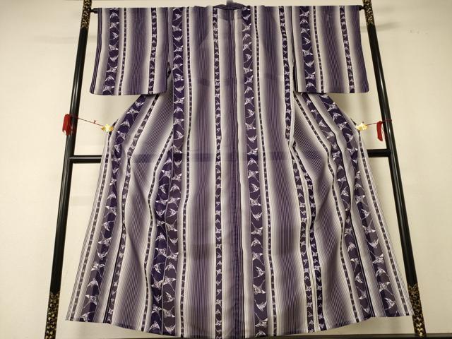 平和屋着物＊夏物 小紋 絽 花鶴間道 洗える着物 AABF2823jd