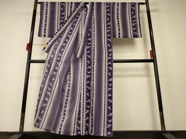 平和屋着物＊夏物 小紋 絽 花鶴間道 洗える着物 AABF2823jd