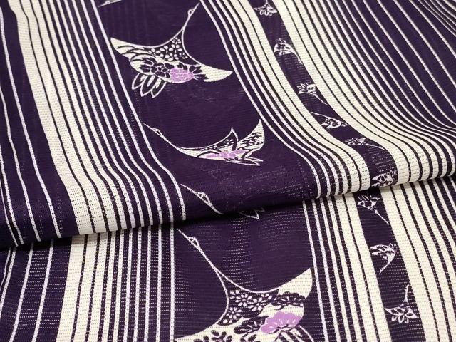 平和屋着物＊夏物 小紋 絽 花鶴間道 洗える着物 AABF2823jd