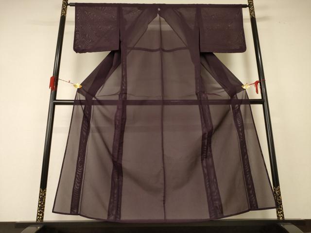 平和屋着物＊夏物 色無地 絽 似せ紫色 洗える着物 AABF2824jd