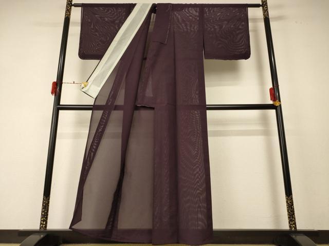 平和屋着物＊夏物 色無地 絽 似せ紫色 洗える着物 AABF2824jd