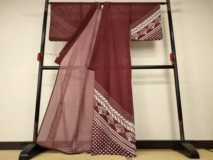 平和屋着物＊夏物　訪問着　絽　扇子文　洗える着物　AABF2830jd