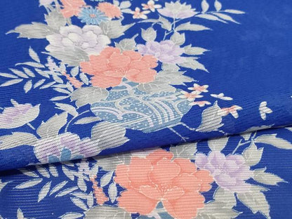 平和屋着物＊夏物 小紋 絽 飾花文 洗える着物 AABF2836jd