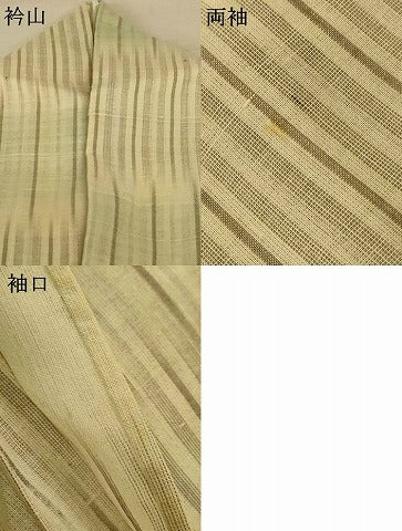 平和屋着物＊夏物 生紬 変わり縞 正絹 逸品 AABF2838jd